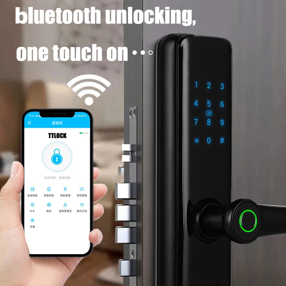 

TTlock APP Biometric Fingerprint Lock bluetooth Wifi Fingerprint Smart Electronic Lock Touch Digital Code Intelligent Door Lock