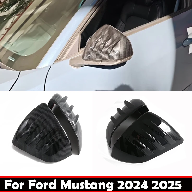 

For Ford Mustang 2024 2025 ABS carbonfiber Rear View Mirror Cover Side Door Rearview Mirrors Cap Covers Exterior Accessories