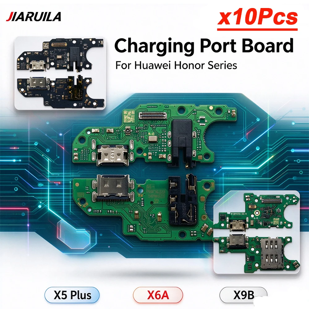 10Pcs , USB Charging Board Flex Cable For Huawei Honor X5B Plus X7C X8B X9C X6A Plus USB Charger Port Dock Connector With Micro
