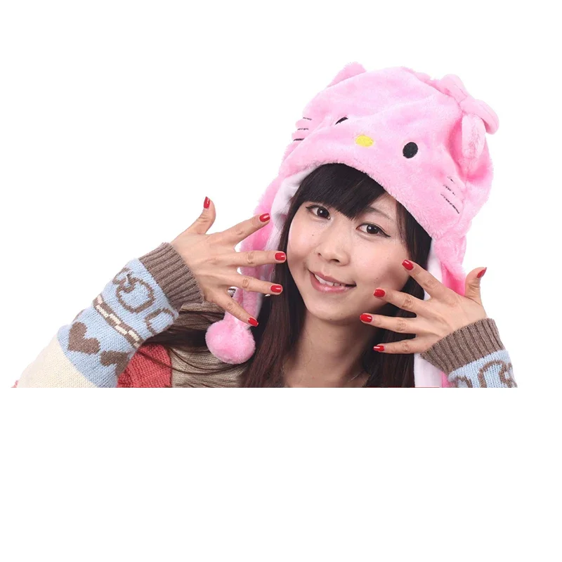 Hello Kitty Plush Hat Fashion Women Winter 3d Stereo Embroidery Warm Hat Cartoon Girl Beanie Plush Hat Toys for Girlfriend Gifts