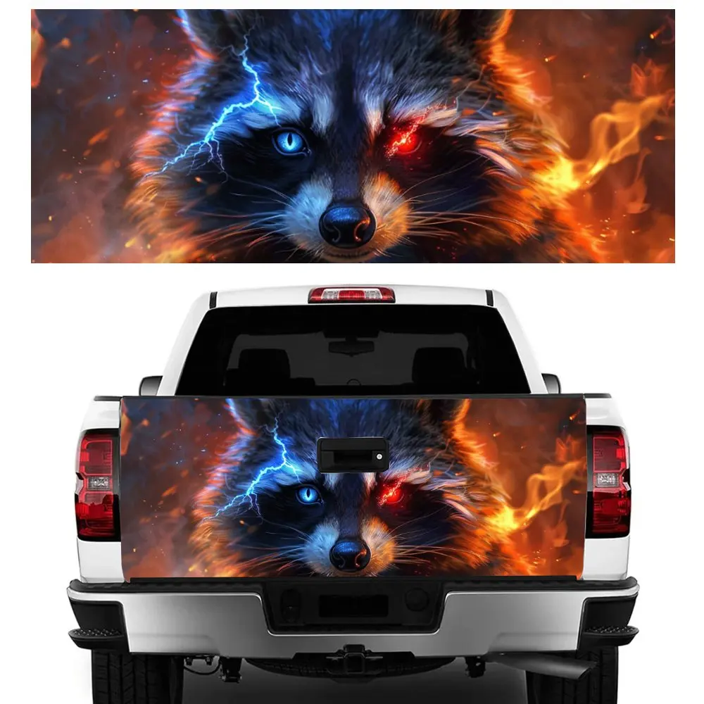 

Еноты с красными и голубыми глазами, задний багажник автомобиля, защитная виниловая наклейка, автоаксессуары, сделай сам, декоративная наклейка на капот для внедорожного пикапа