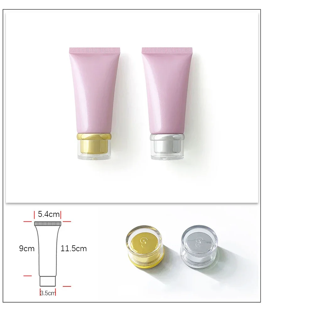 50g Pearl Pink Plastic Squeeze Bottle 50ml Refillable Cosmetics Container Empty Makeup Cream Body Lotion Travel Soft Tube