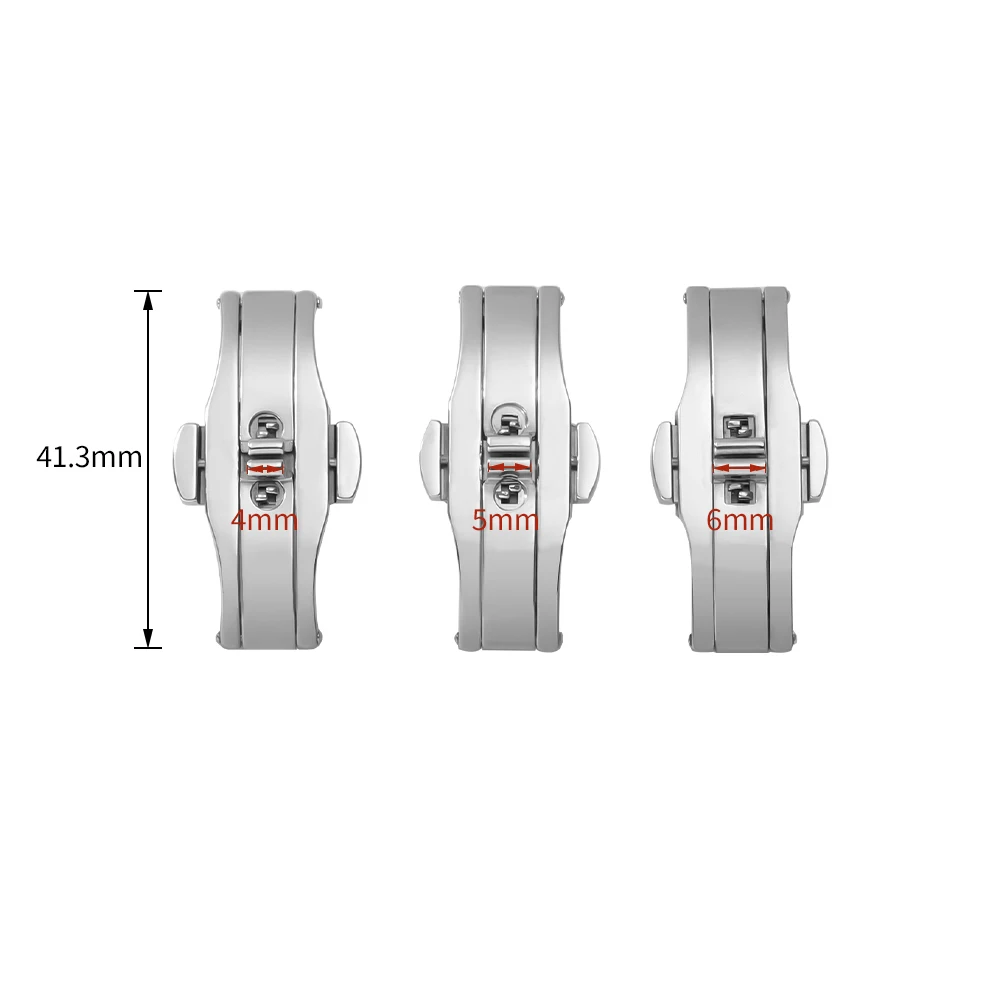 Watch Accessories Double Push Automatic Butterfly Watchband Buckle Steel Folding Clasp Metal Universal Strap Button 4mm 5mm 6mm view 5