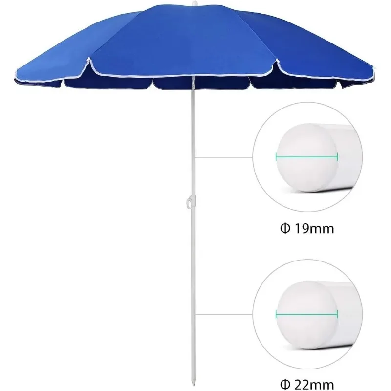 Beach Umbrella Portable Adjustable Tilt Parasol with UV Protection Full 6 Foot Arc