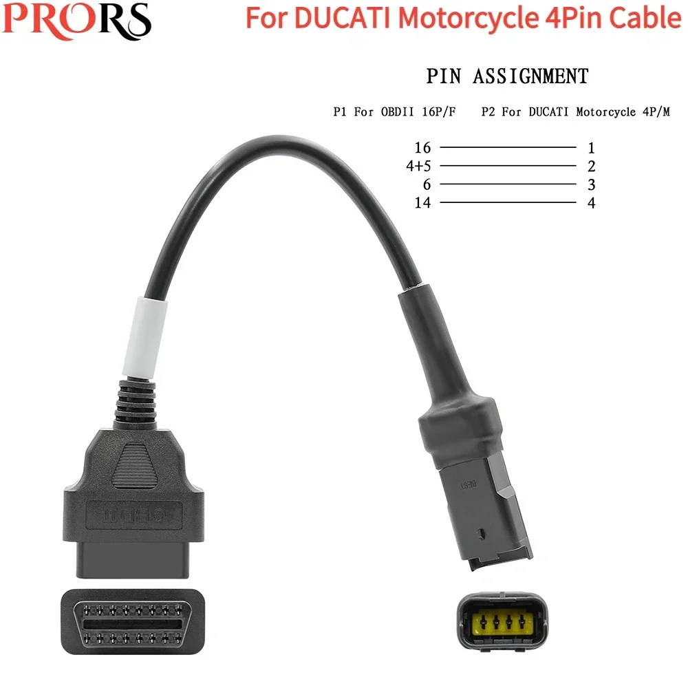 

NEW Motorcycle Cable for Ducati 4 Pin Cable Diagnostic 4Pin To OBD2 16 Pin Adapter OBD Engine Fault Diagnosis Detection Plug