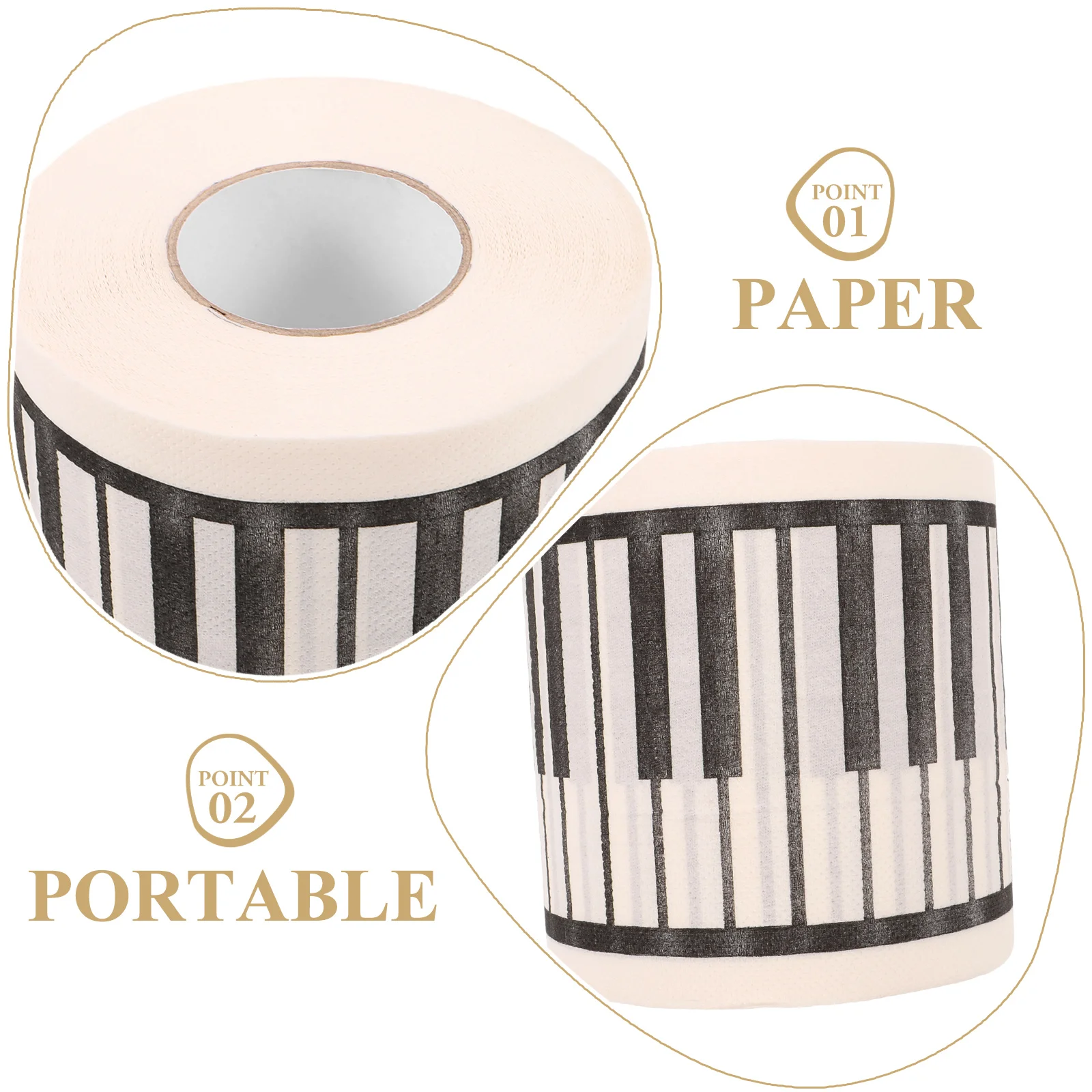 1 rolo de papel higiênico para piano, impressão de papel higiênico para piano, rolo de tecido, decoração, papel higiênico impresso