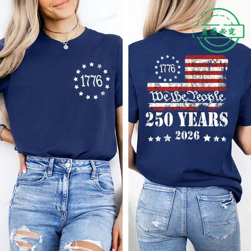 Vintage Independence Day Summer Short Sleeve T Shirts, Women Loose Soft Plus Size Tops, 250th American Anniversary Shirts