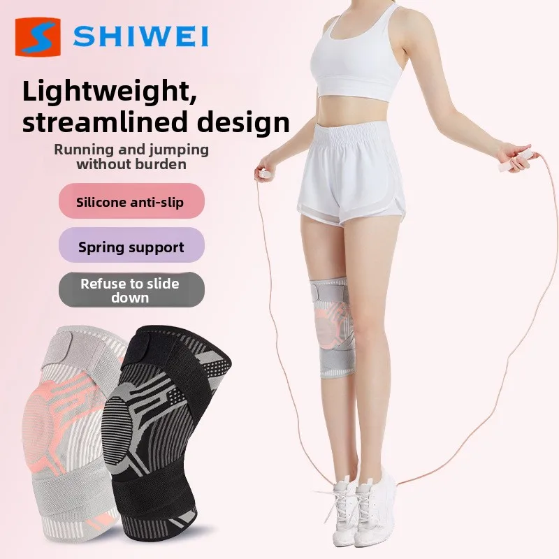 Knee Brace with Pressurized Strap Silicone Fish Scale Spring Support for Fitness Patella Stabilization Knee Protection