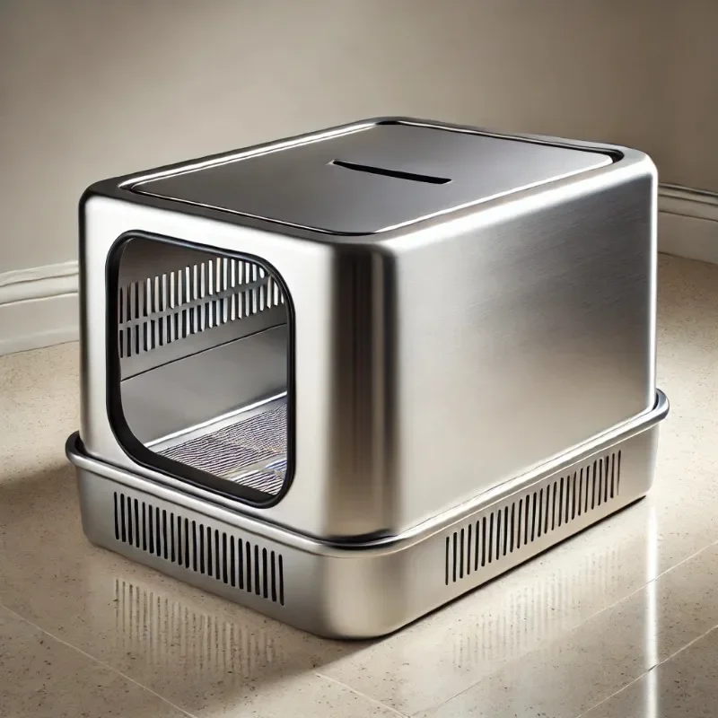 Pet stainless steel extra large cat litter box plus high anti-belt sand cat toilet anti-splash and easy to clean cat litter box