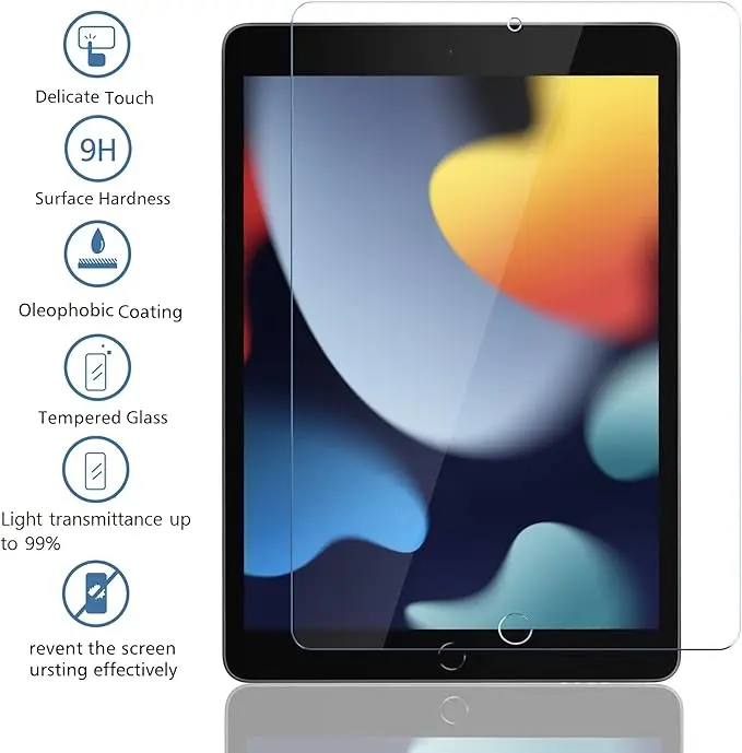 2 Stück gehärtetes Glas Displayschutzfolie für iPad 10.2 9.7 10. 5 10.9 Pro 11 Neues iPad 10 9 8 7 6 5 Air 4 3 2 2020 2021 2022 – Detail 2