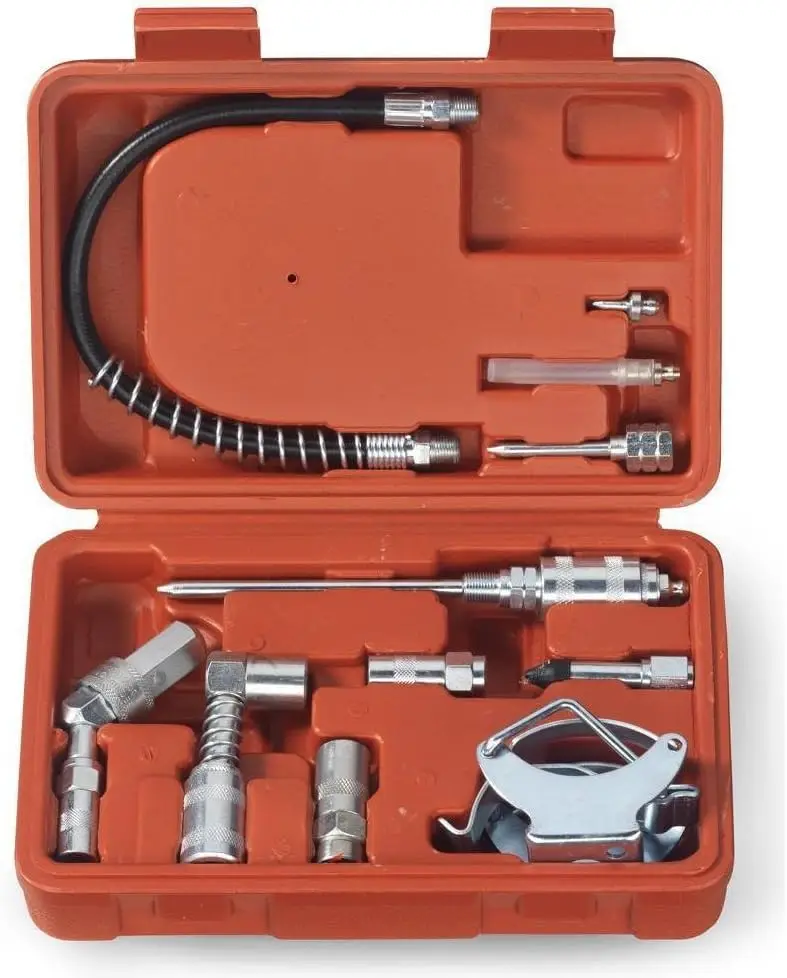Kit de acessórios de lubrificação e pistola de graxa multifuncional de 11 unidades
