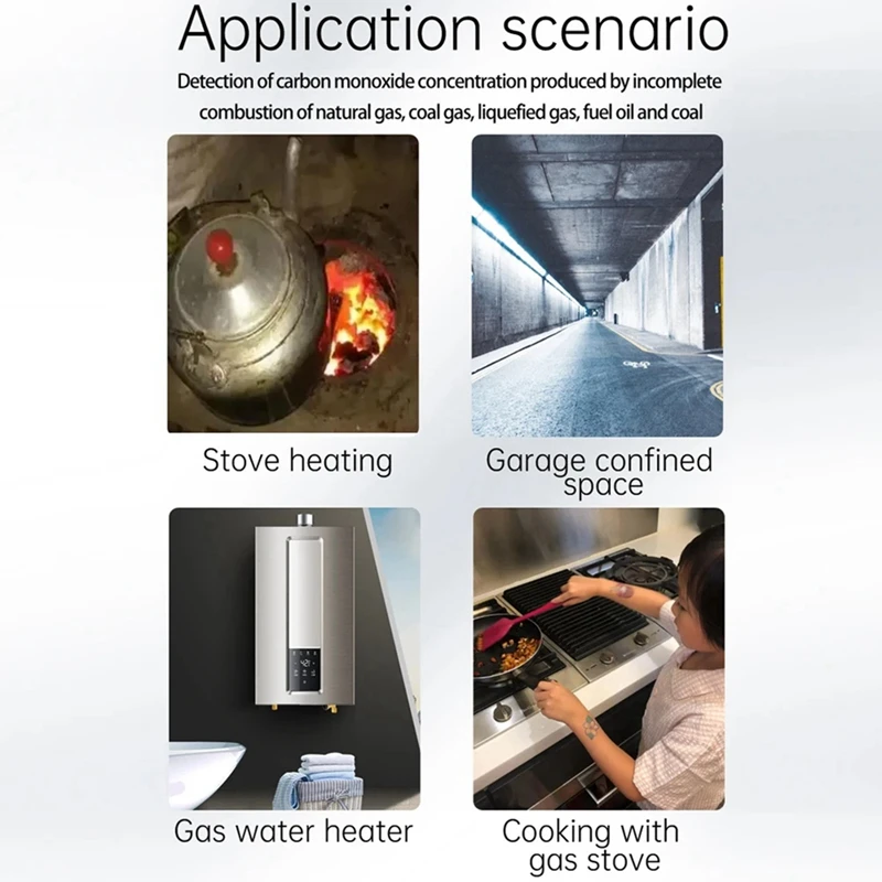 Medidor portátil de teste de concentração de óxido de carbono e monóxido de carbono com alarme de luz sonora de teste de temperatura