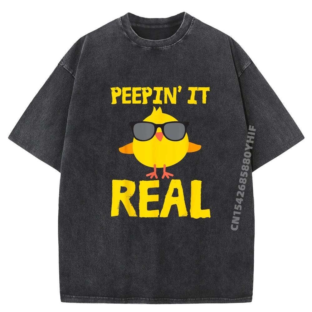 

Funny Graphic Tshirt Peepin'it Real New T Shirt Camiseta Masculina Retro Washed Tops Tees Mens Clothing