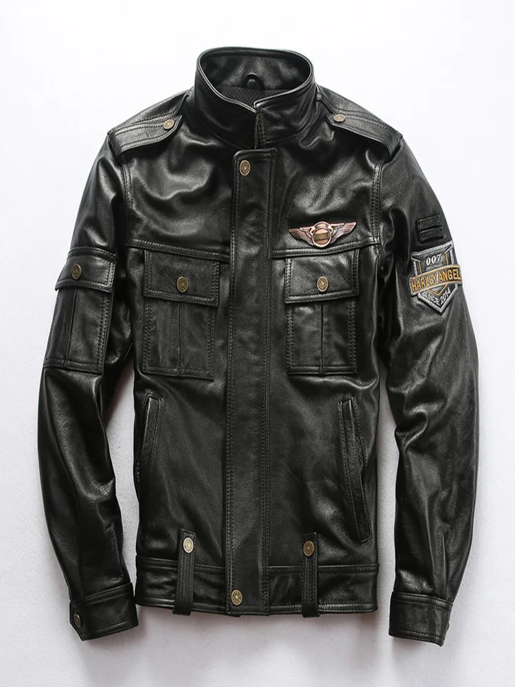 

2024Genuine Leather Jacket Male Spring Autumn 007th Anniversary War Police High Quality Cowhide Brand Coats