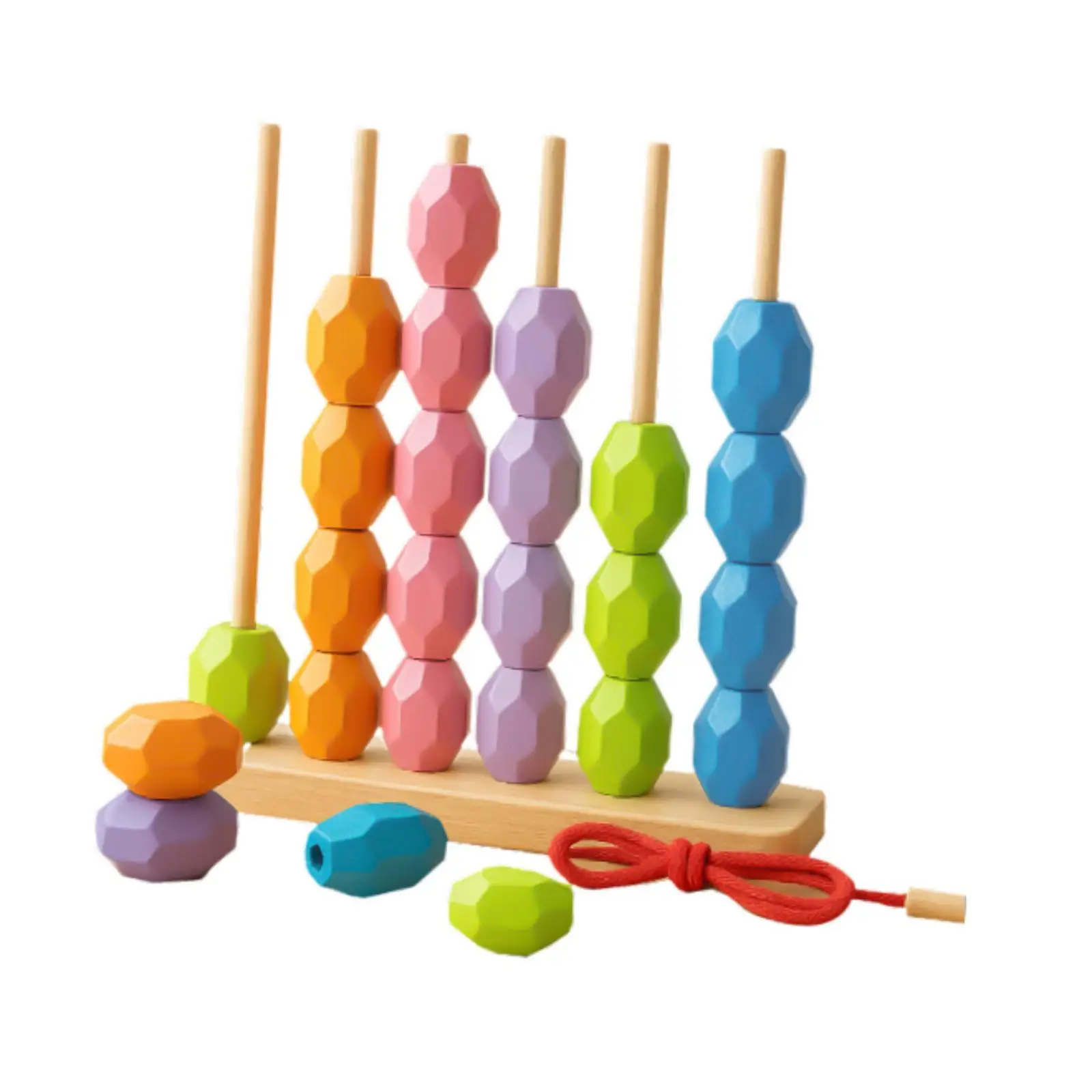 Early Educational Wooden Beads Toy Sequencing Stacking Colorful Game for Children Age 2 Years Plus