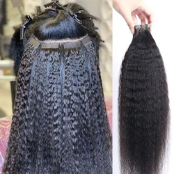 20pcs Tape In Hair Extensions 100% Human Hair 2.5g Kinky Straight Natural Hair Seamless Invisible Double Side Skin Weft 50g