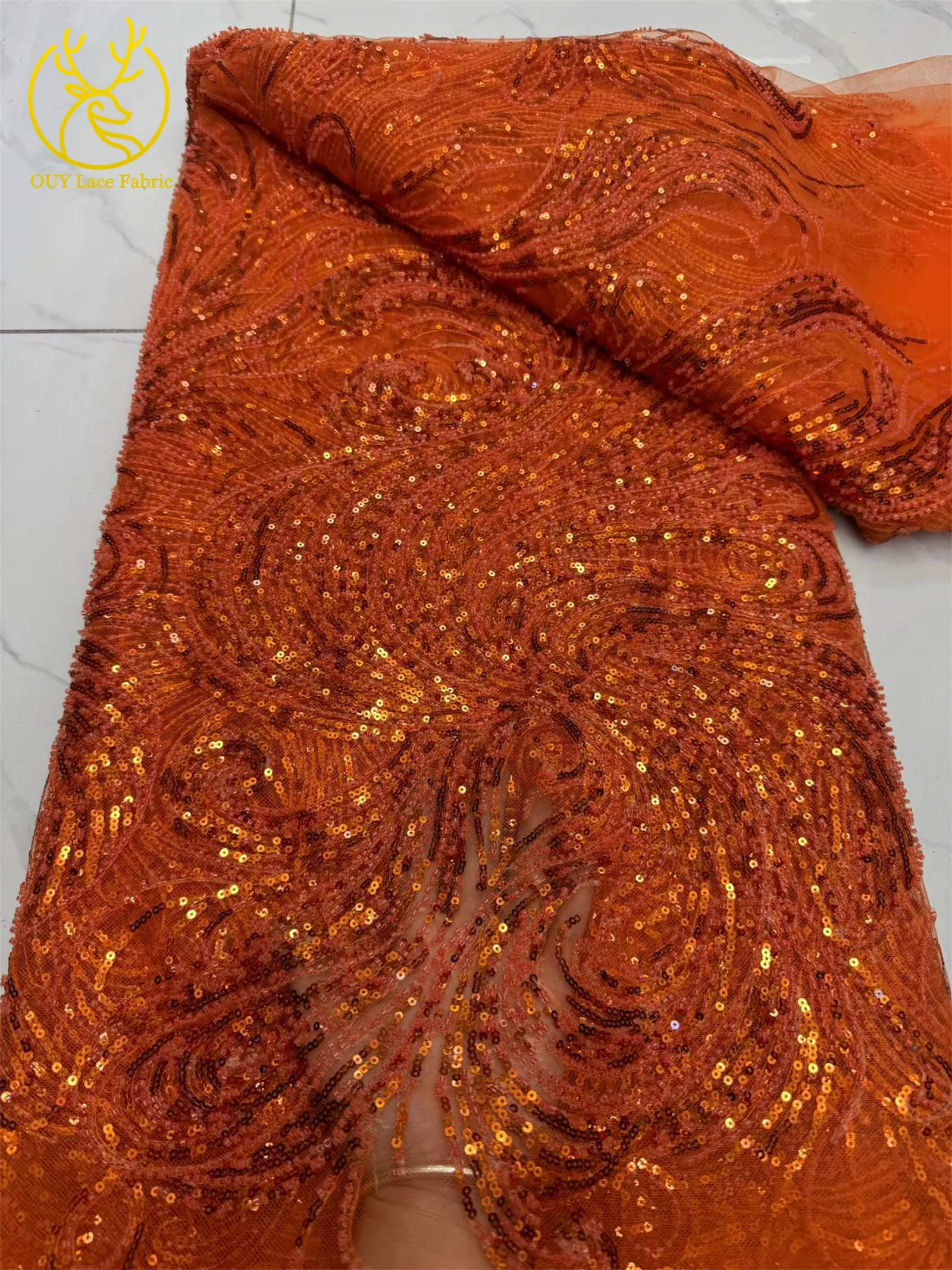 2026 Afrikanischer Perlen-Tüll-Spitzenstoff, 5 Yards, grün, hochwertige französische nigerianische Pailletten-Spitze für Party- und Abendkleider zum Nähen – Detail 15