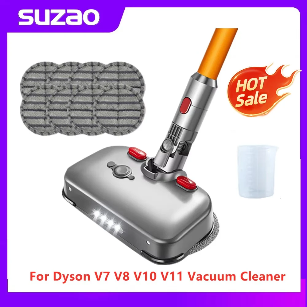 For Dyson Vacuum Cleaner Electric Wet And Dry Mopping Cleaning Head V7 V8 V10 V11 Suction And Mop One Brush Head With LED Light