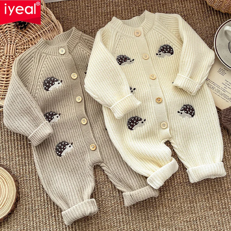 IYEAL New Fashion Kids Baby Boy Clothes Infant Girl Romper Long Sleeve Cartoon Jumpsuit Children Baby Sweaters Outfit 0-24M