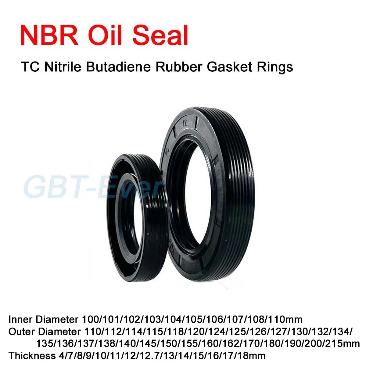 

NBR Framework Oil Seal ID 100/101/102/103/104/105/106~110mm TC Nitrile Butadiene Rubber Gasket Ring Cover Double Lip with Spring