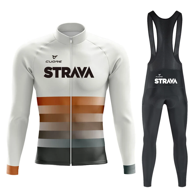 CUDRE STRAVA Man Cycling Maillot Men's Cycling Suit Cycle Jersey Sets Mtb Clothing Long Sleeve Jersey Bicycle Pants Bib Bicycles