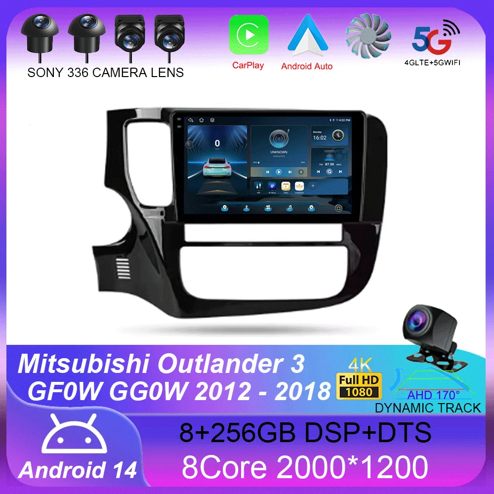 For Mitsubishi Outlander 3 GF0W GG0W 2012 - 2018 Left hand drive Car Radio Navigation Multimedia Video Player Stereo Android 14