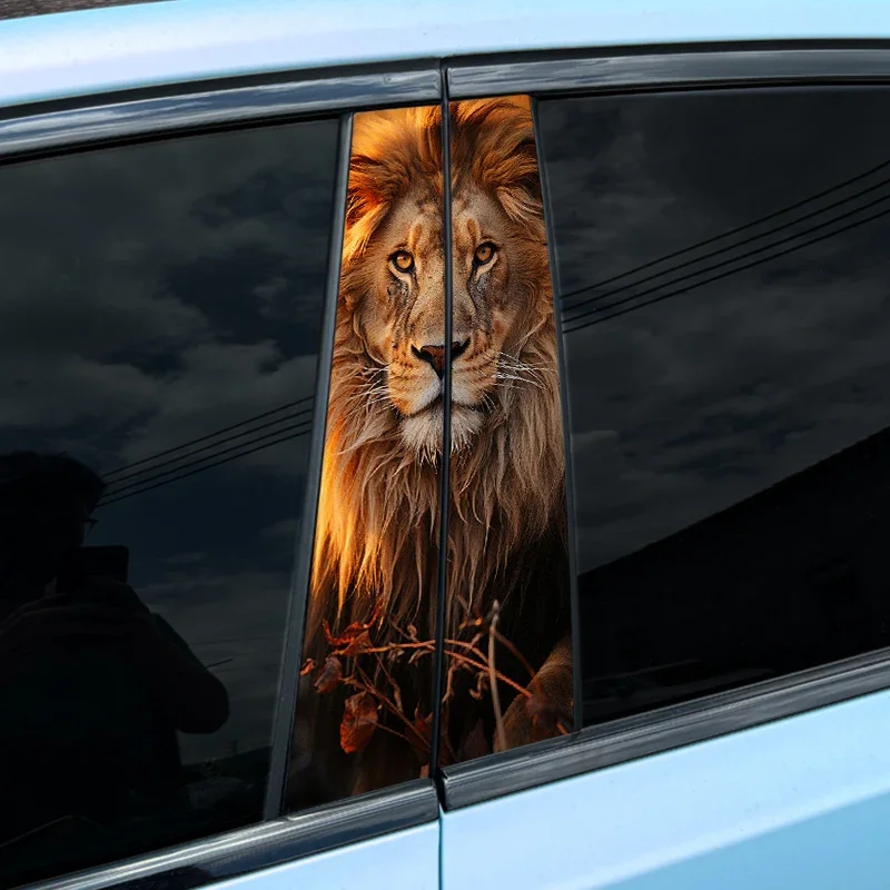 1PC African Lion Car Stickers Auto B Pillar Waterproof Center Column Decoration Cover Scratches DIY Car Doors Pillar PET Decals