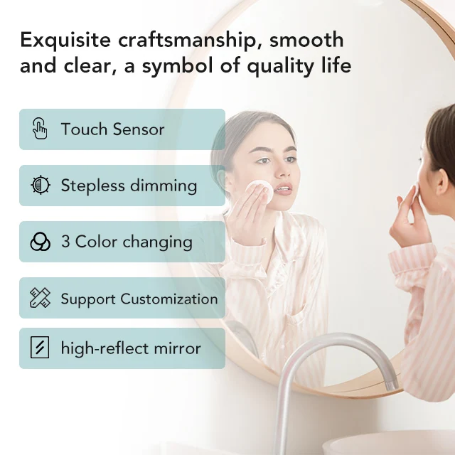 Oval Framed Front Light Waterproof Sensor Switch Bathroom Illumination Wall-mounted LED Mirror