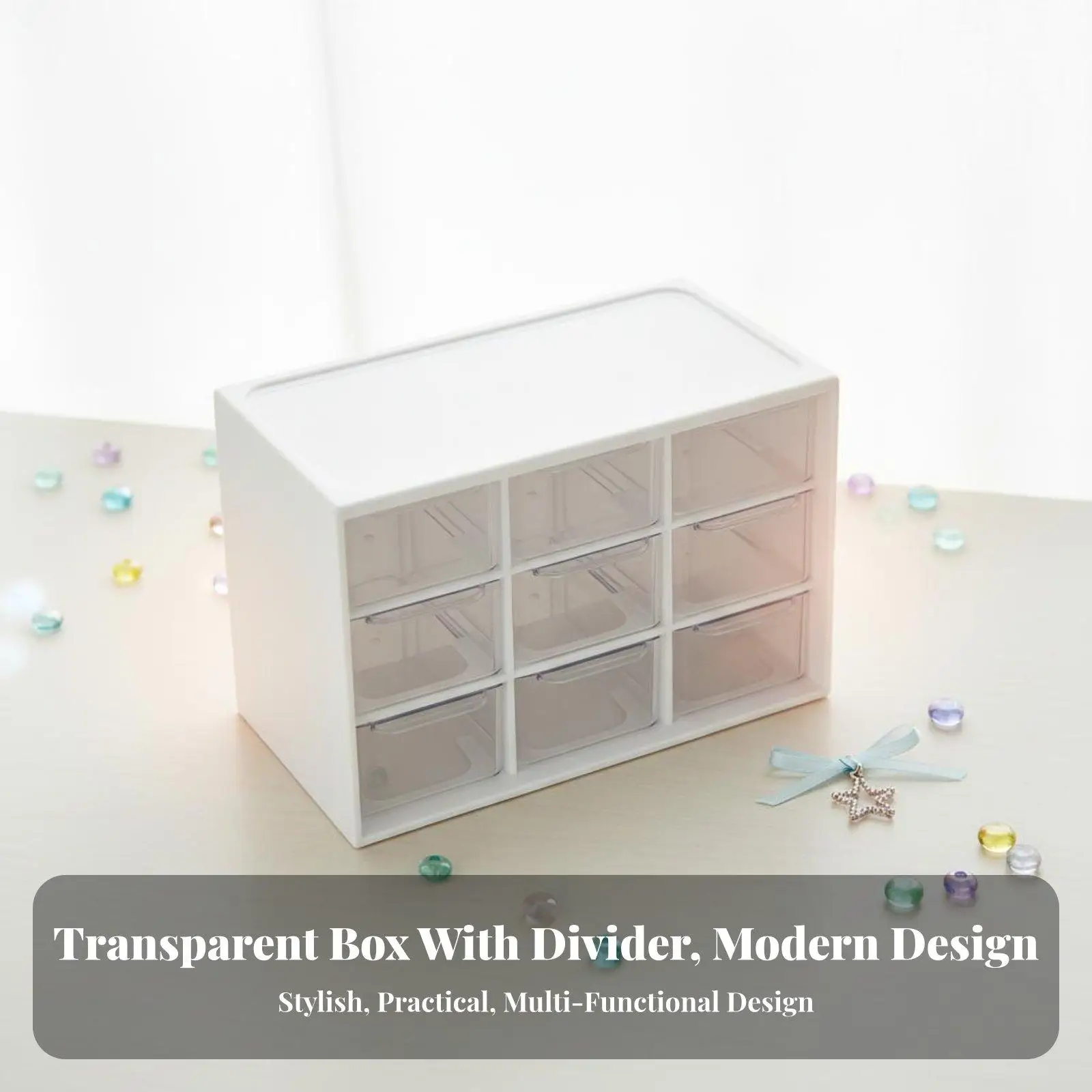 2-5pack Transparent Bead Organizer Large Capacity 9-Drawer Storage Box