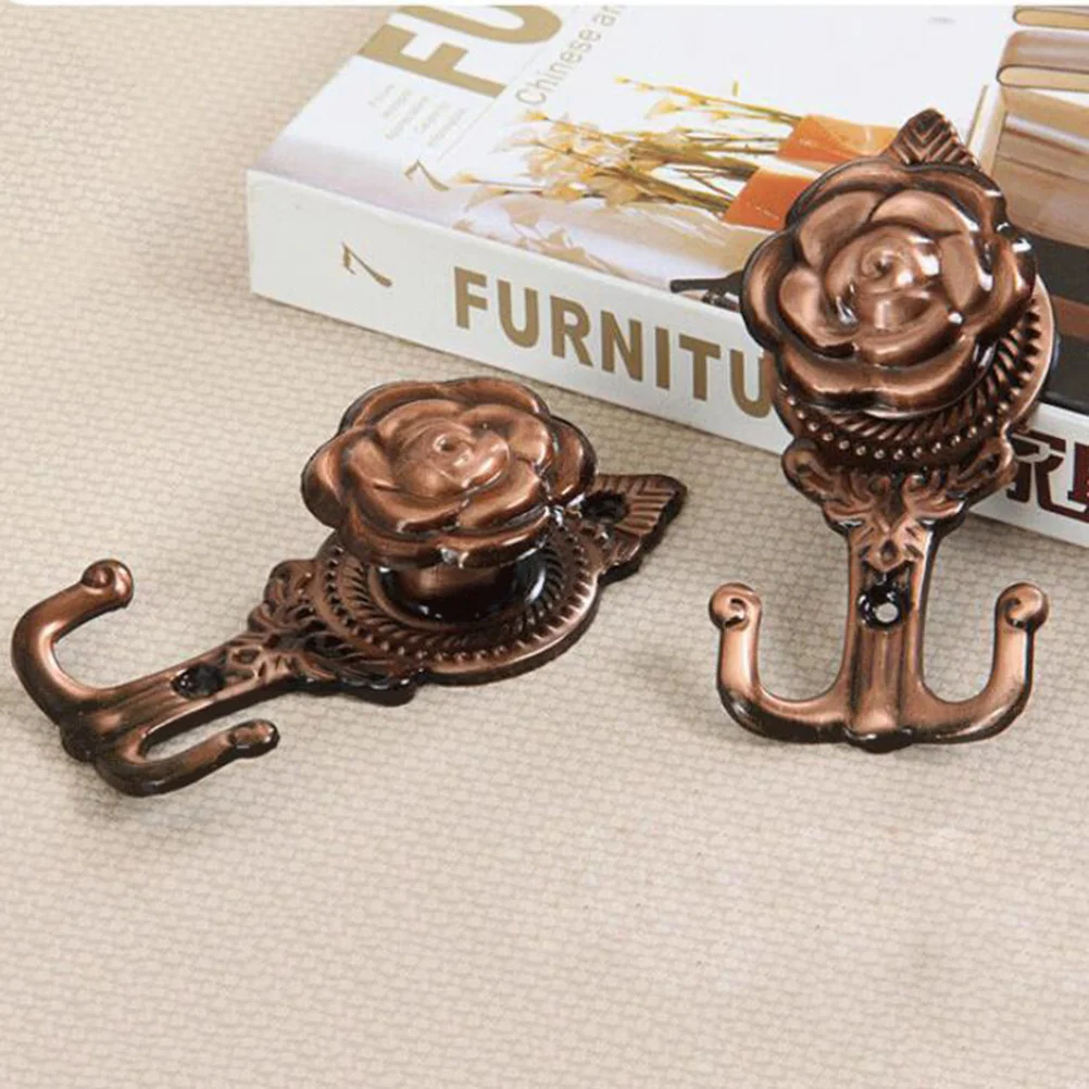 4 قطعة خطافات ستائر على شكل وردة معدنية جدار جبل هوك الزخرفية لحقيبة المناشف مفتاح حامل ديكور المنزل خمر النمط الأوروبي #4