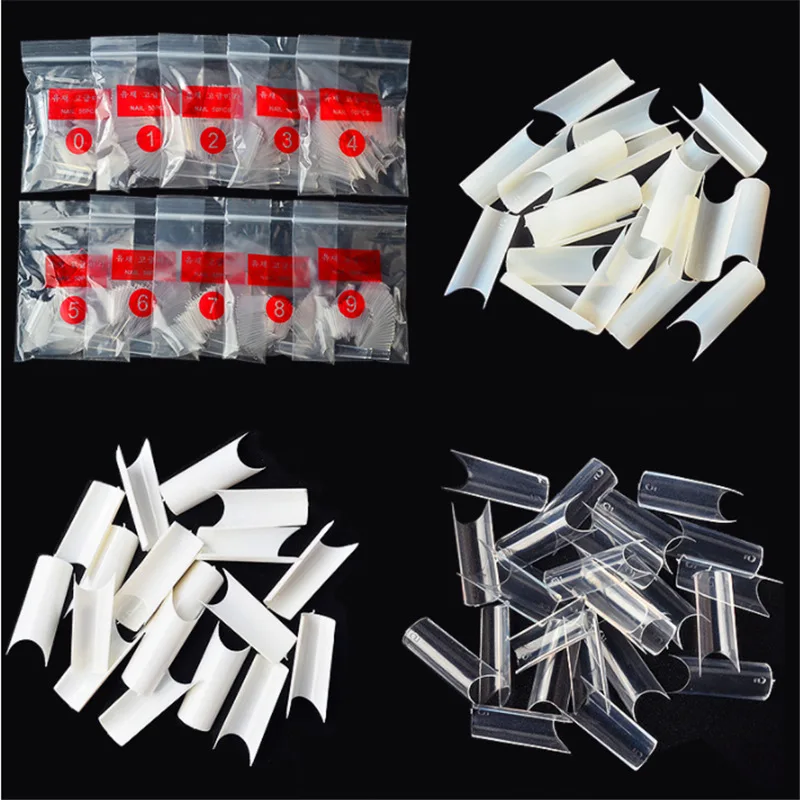 500 Uds puntas cuadradas rectas C media cubierta curvada uñas postizas francés acrílico arte de salón Gel extensión UV uñas de punta falsa para bricolaje