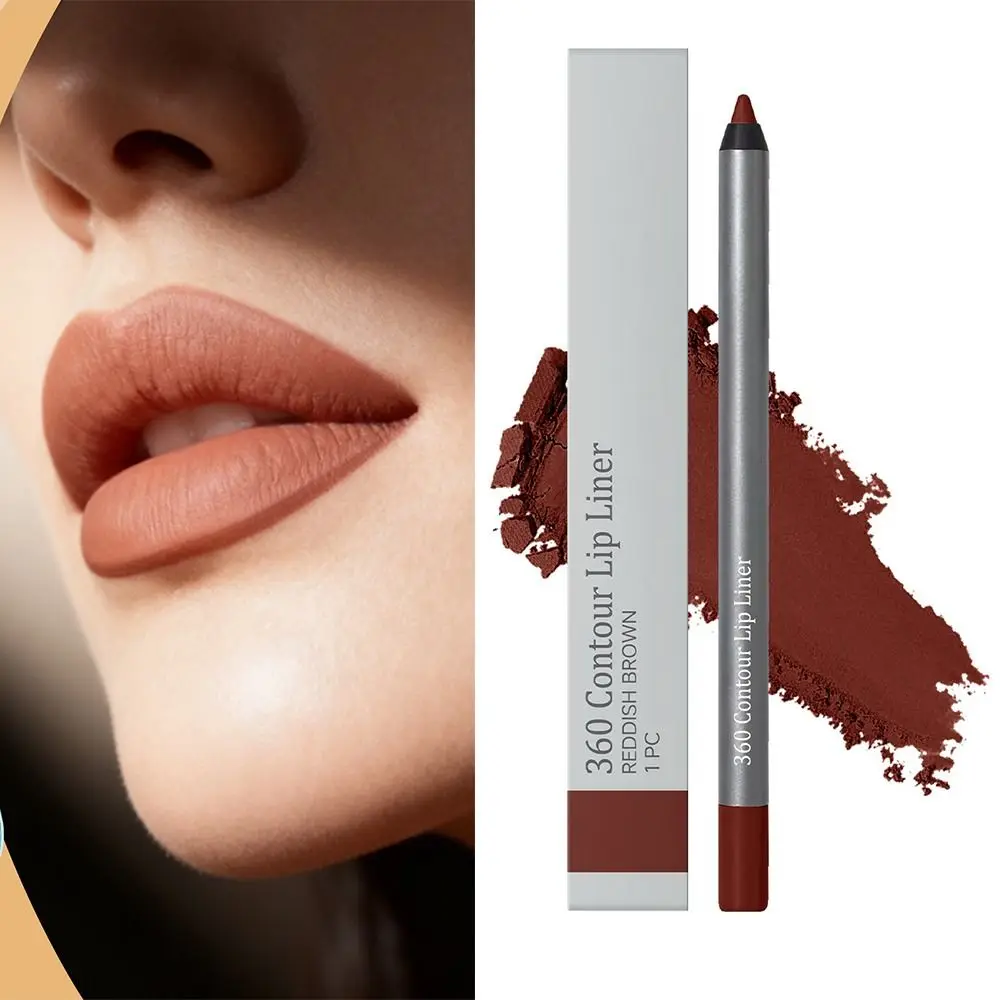 Red Brown Velvet Matte Lip Liner Long-Lasting Waterproof Lip Pencil Color-developing Non-smudging Lip Makeup Pencil Lip Makeup