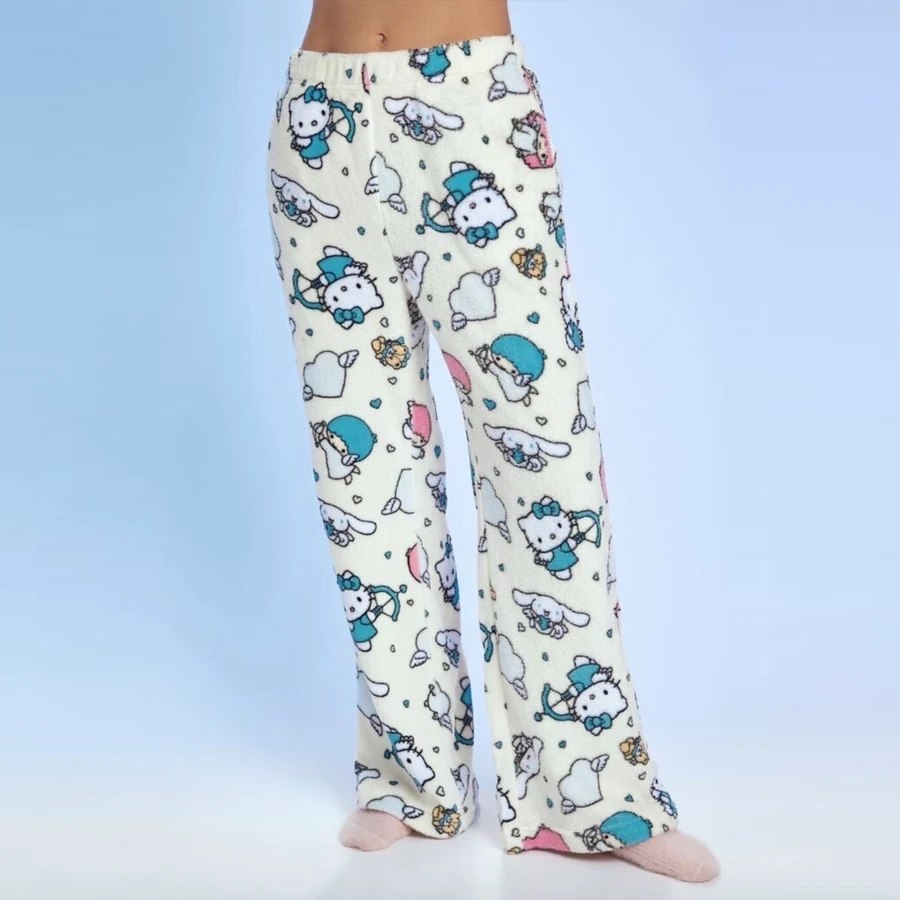 

Sanrio Angel Hello Kitty & Friends High Quality Coral Fleece Pajama Pants Matching Family Outfits Soft Comfy Loose Autumn Winter
