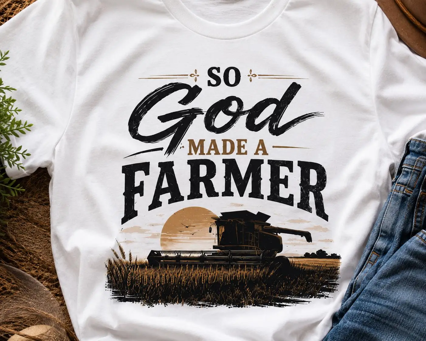 So God Made A Farmer Shirt, Farmer T-Shirt, Farm Life Tee, Country Living Shirt, Combine Harvester Shirt, Agriculture Gift