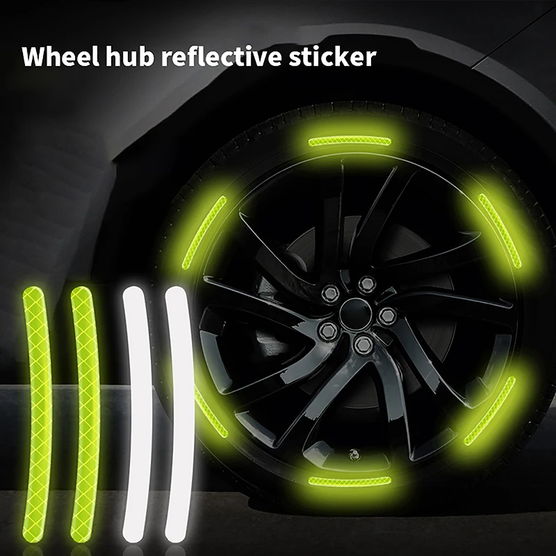 20Pcs New Refective Car Wheel Decorative Stripe Stickeres Motorcycle Wheel Hub Styling Decal Sticker Night Safety Reflective