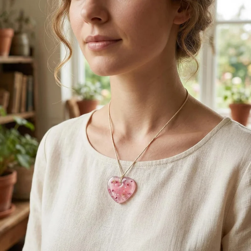 8 Heart-shaped resin mold，Cute love heart-shaped silicone mold，With holes，Can be used for resin DIY Handmade pendant necklace