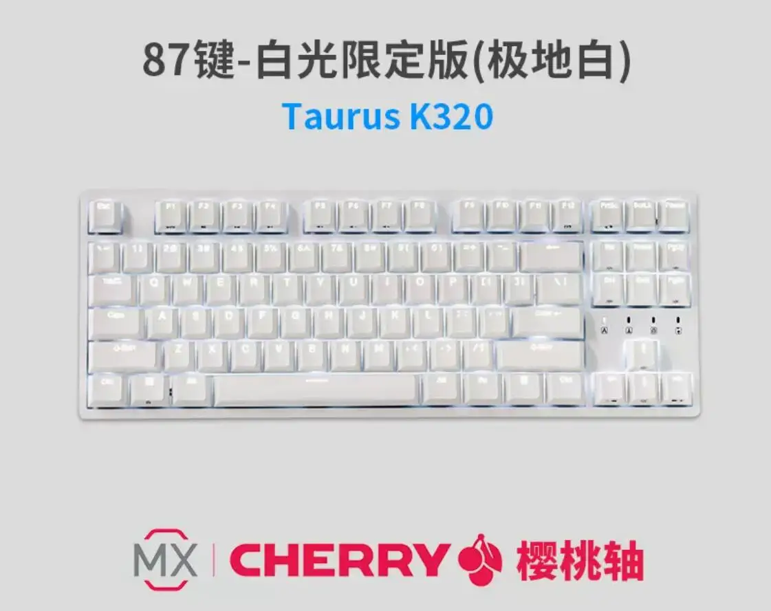 

DURGOD TAURUS K320 K320W 87key cherry switch wired white backlit mechanical keyboard