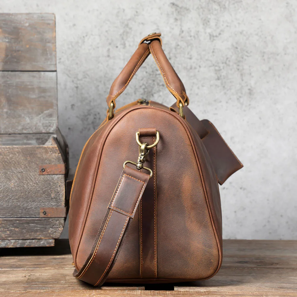 S.WORKER Vollnarbenleder-Reisetasche Große Kapazität Weekender-Reisetasche Echtleder-Sporttasche für Herren – Detail 9