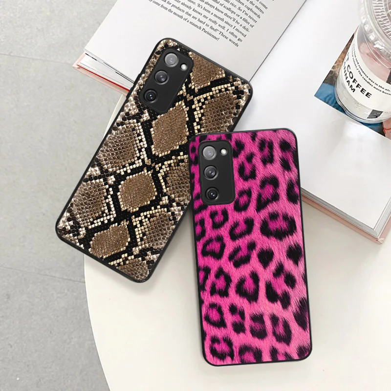 Phone Case For Samsung S22 S21 Ultra S20 FE S10 E Plus Colorful Leopard Snake Scales Soft Silicone Cover For Galaxy S9 S8 S7 A91