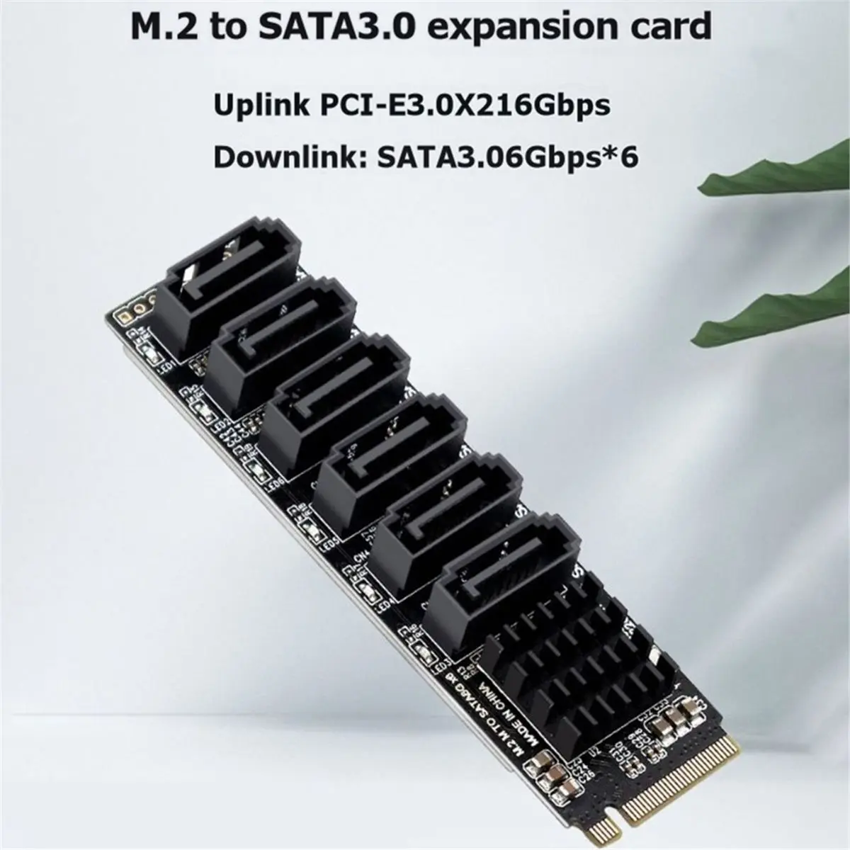 M.2 NVME PCIE 3.0 to 6 Port SATA Adapter Card Riser III 6GB/S Chassis Server PC Expansion+6PCS SATA Cable