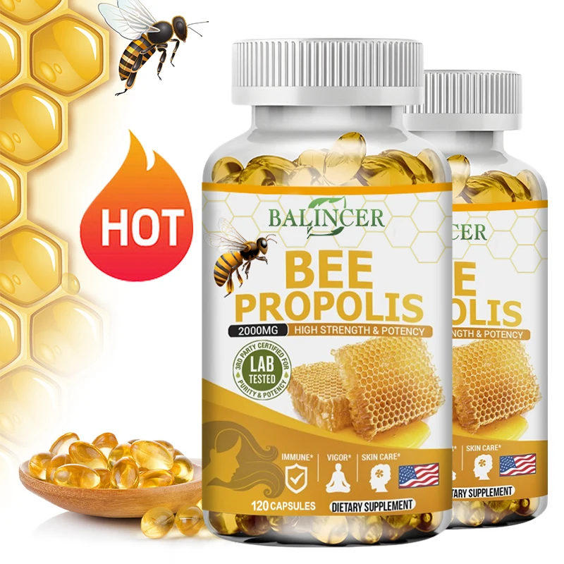 Cápsulas de extracto de propóleo Balincer - 2000 mg, apoya la salud de las articulaciones, promueve la salud ósea, mejora la inmunidad, antioxidante