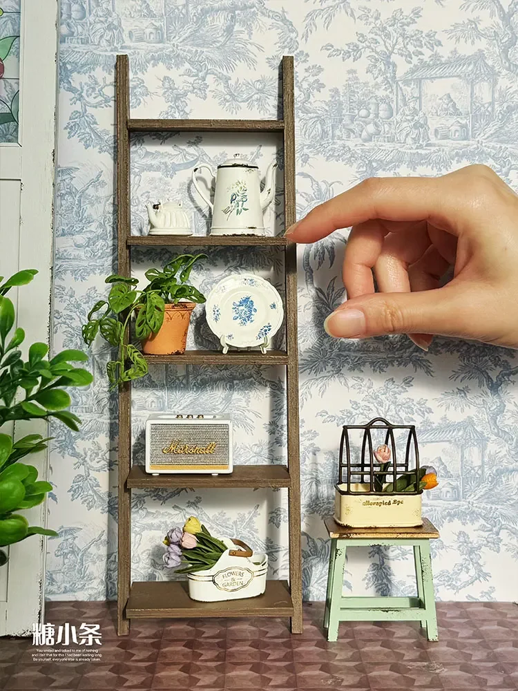 1/6 Doll House Model Furniture Accessories Wall Ladder Flower Storage Rack Bjd Ob11 Gsc Blyth Soldier Lol Dollhouse Miniatures