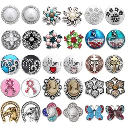 5pcs/lot Snap Button Jewelry Ginger Charms 41 Style Crystal Rhinestone Snap Buttons Fit 18mm Snap Bracelet Necklace for Women