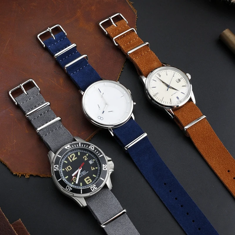 Ремешок мужской из мягкой замши и матовой кожи с стальной пряжкой для Tudor Omega Seahorse 300 Seiko Rolex, 20 22 мм