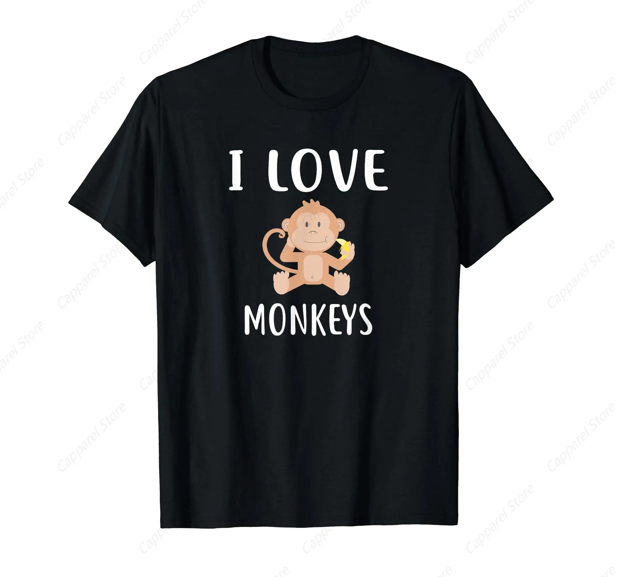 

I Love футболка с обезьяной для мужчин, хлопковые летние женские Топы 100%