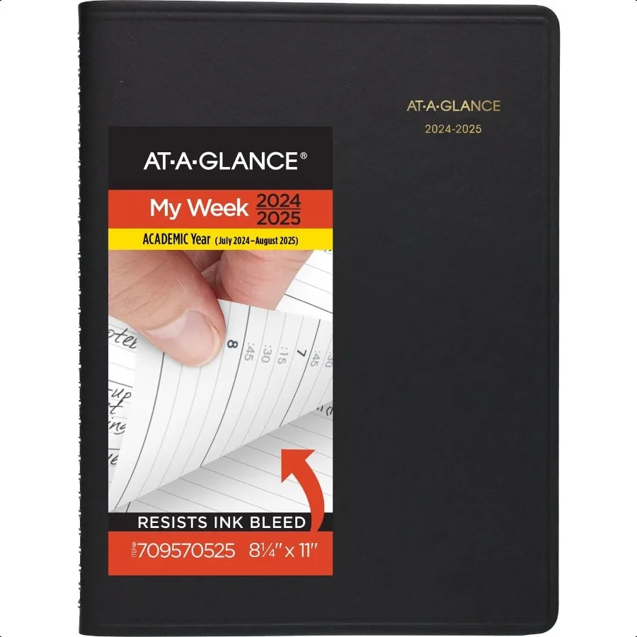 

20242025 Academic Appointment Book Weekly Jul 2024Aug 2025 QuarterHourly 81 4" x 11" Large Black (709570525)