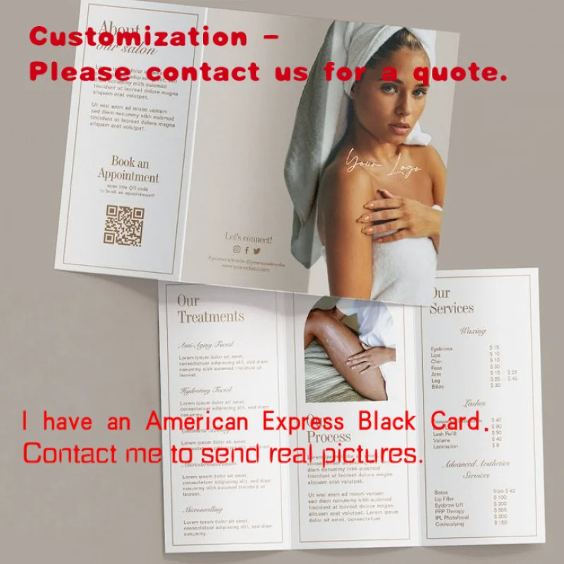 

custom.Custom Digital Printing Tri-Fold Promotional Brochure Leaflet with Coated Paper Film Lamination Skin Care Center Adve