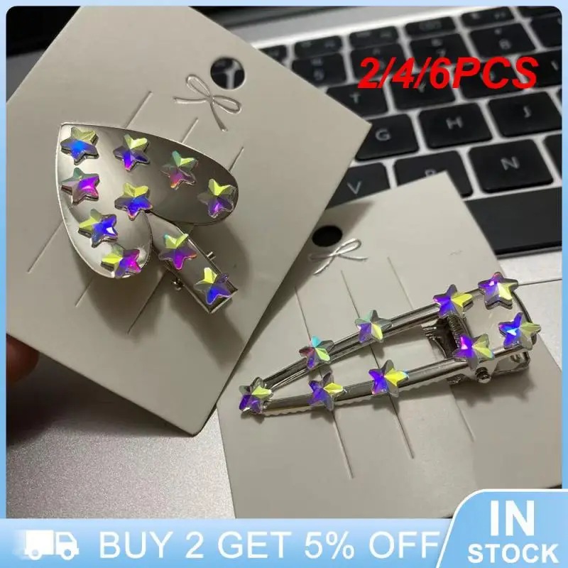 2/4/6PCS Striking Metal Hairpin A Versatile Barrette For Any Occasion Star Pattern Metal Barrette Must Have Durable Bang Clip