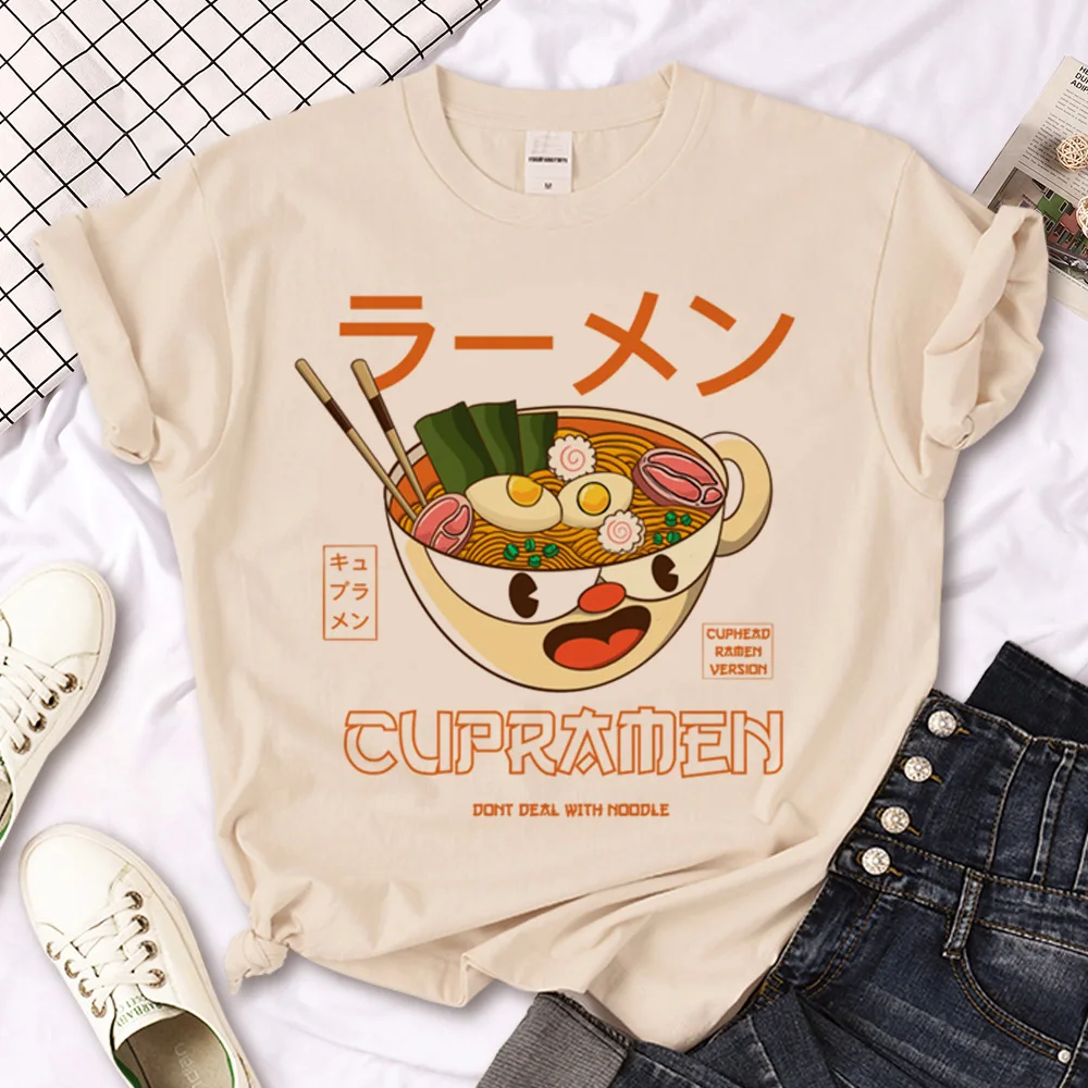 Cuphead t shirt women Japanese funny Tee female designer funny y2k clothing