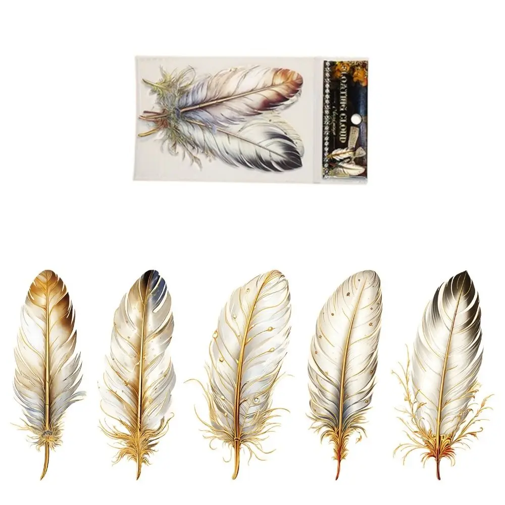 Наклейка-перо для домашних животных, ретро, позолоченные ПЕРЬЯ, наклейка для руководства, водостойкая самоклеящаяся декоративная наклейка «сделай сам»
